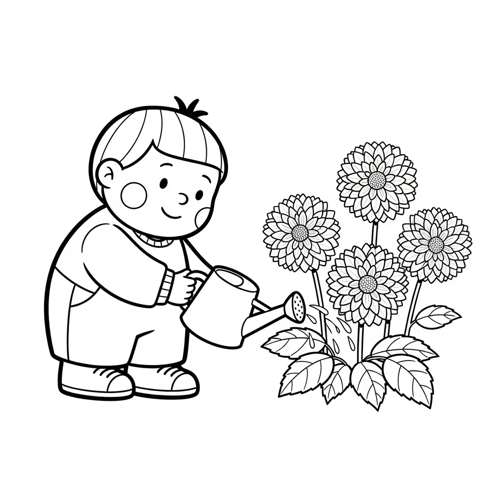 Flor de Dalia 17 para colorear para niños para imprimir