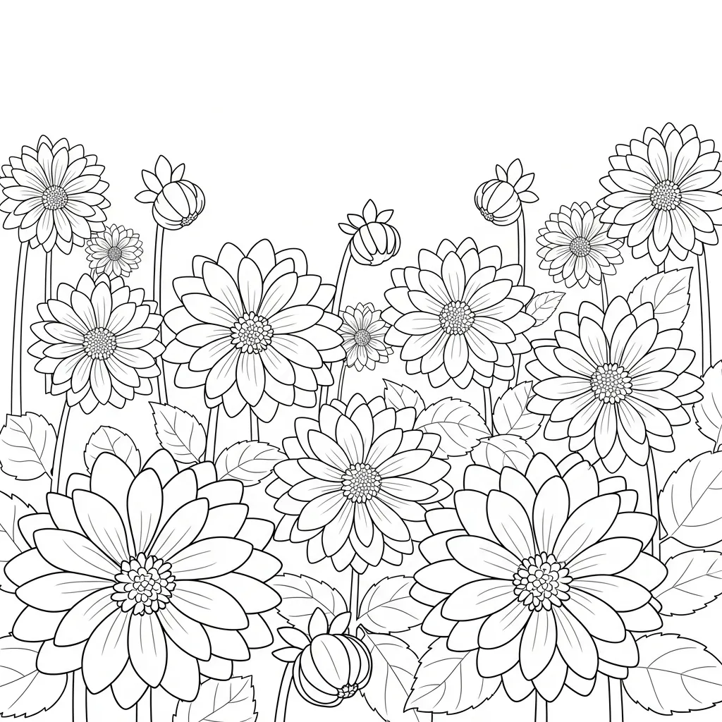 Flor de Dalia 18 para colorear para niños