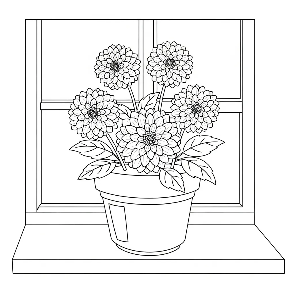 Flor de Dalia 19 para colorear para niño gratis