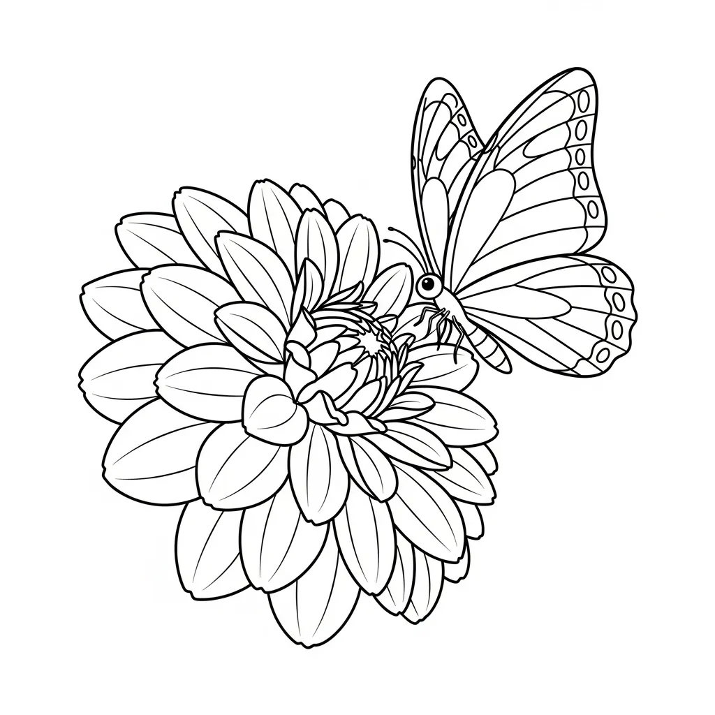 Flor de Dalia 2 para colorear para niño para imprimir gratis