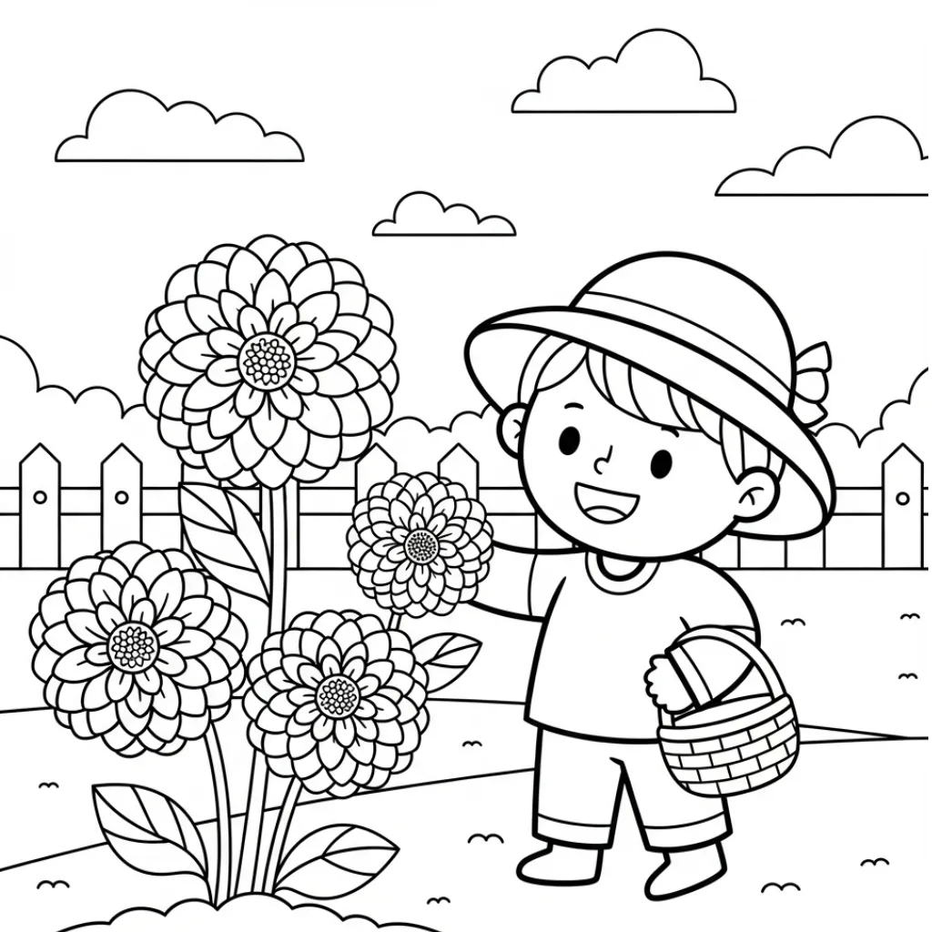 Flor de Dalia 20 para colorear para imprimir gratis