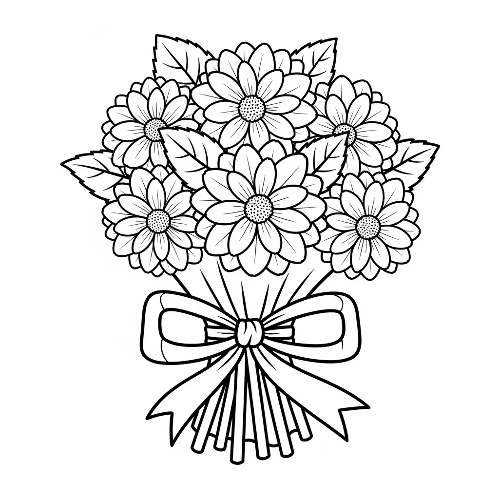 Flor de Dalia 21 para colorear para niño de 5 años