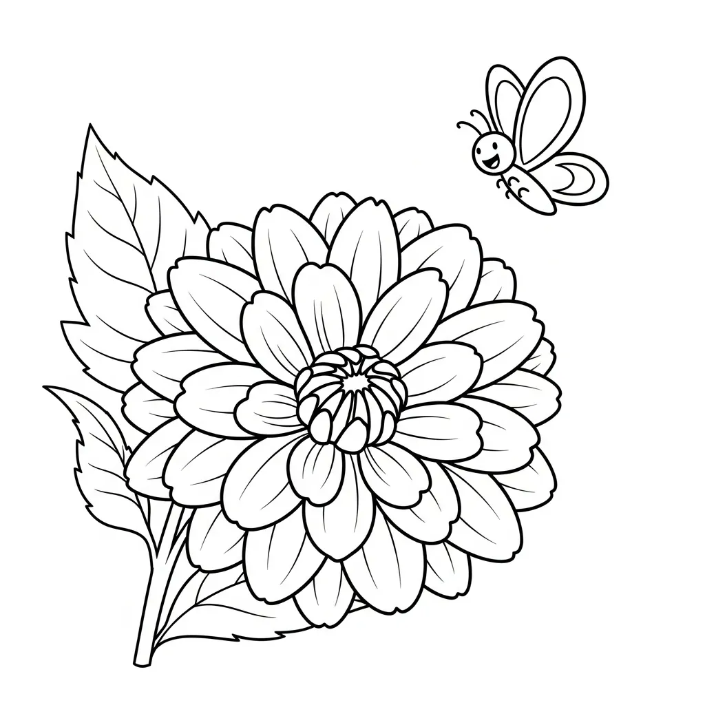 Flor de Dalia 22 para colorear en línea gratis