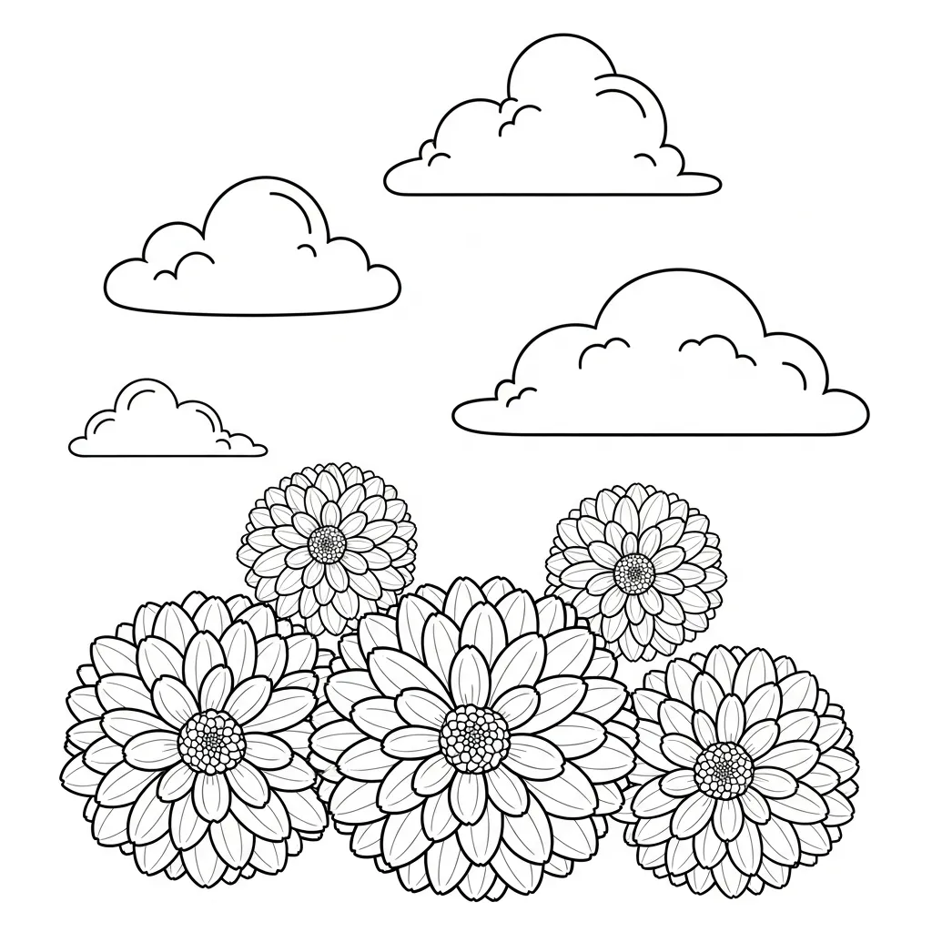 Flor de Dalia 3 para colorear gratis para imprimir