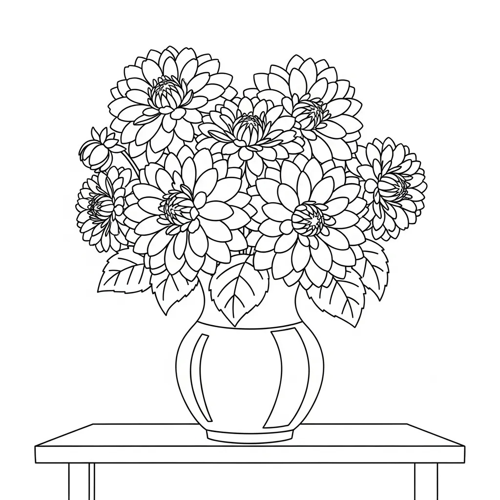 Flor de Dalia 4 para colorear y recortar para imprimir gratis