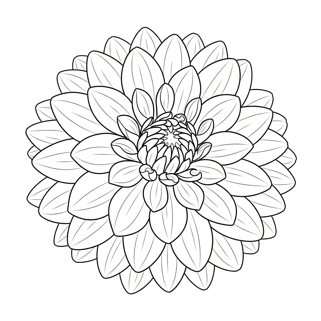 Flor de Dalia 7 para colorear para imprimir gratis