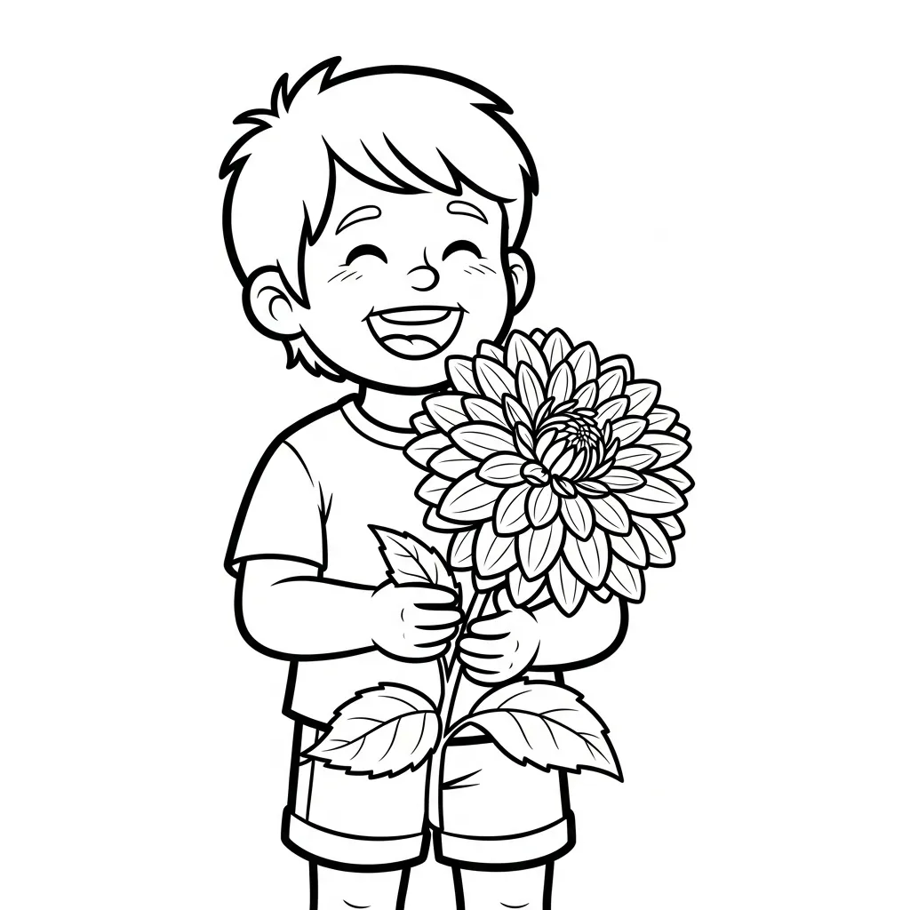 Flor de Dalia 8 para colorear para imprimir para niño de 10 años