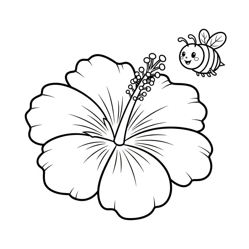 Hibisco 1 para colorear para imprimir para niño de 6 años
