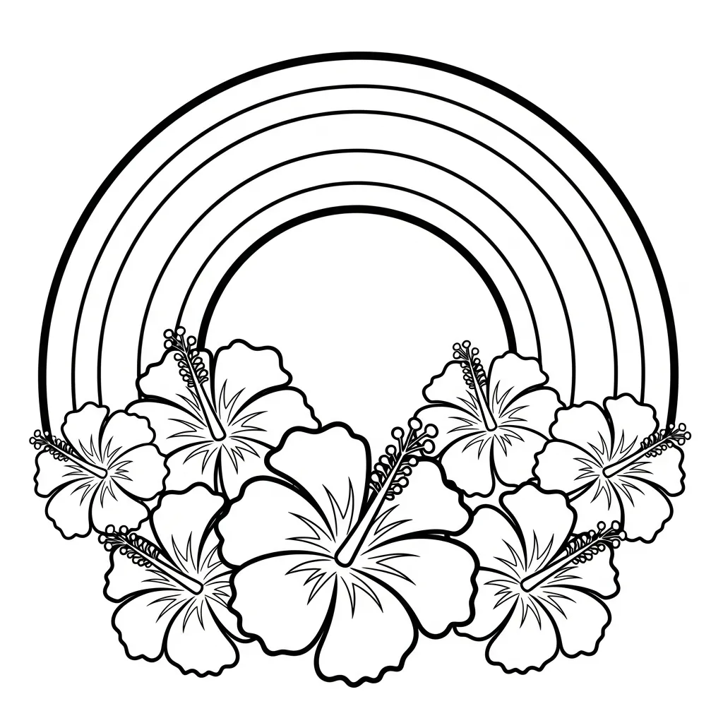 Hibisco 10 para colorear gratis para niños