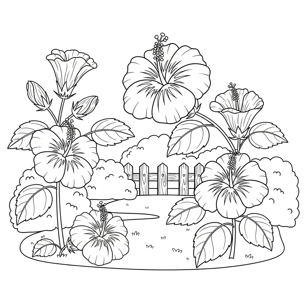 Hibisco 11 para colorear para imprimir para niño de 7 años