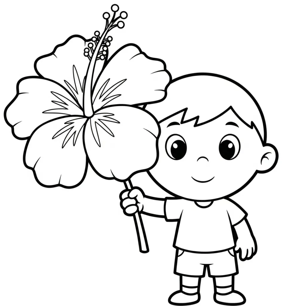 Hibisco 13 para colorear para niño de 6 años