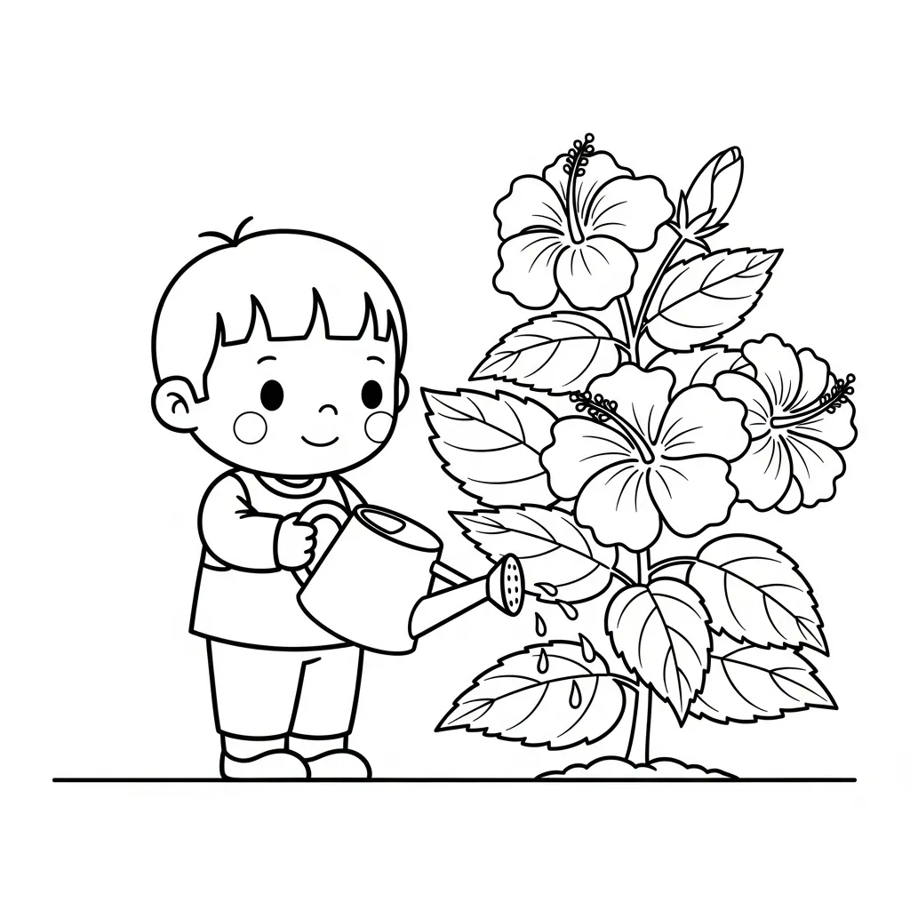 Hibisco 17 para colorear para niño gratis