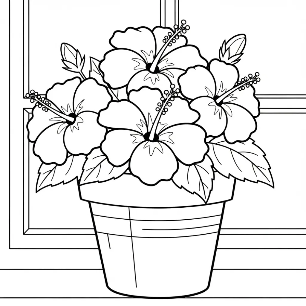 Hibisco 19 para colorear para imprimir para niño de 4 años