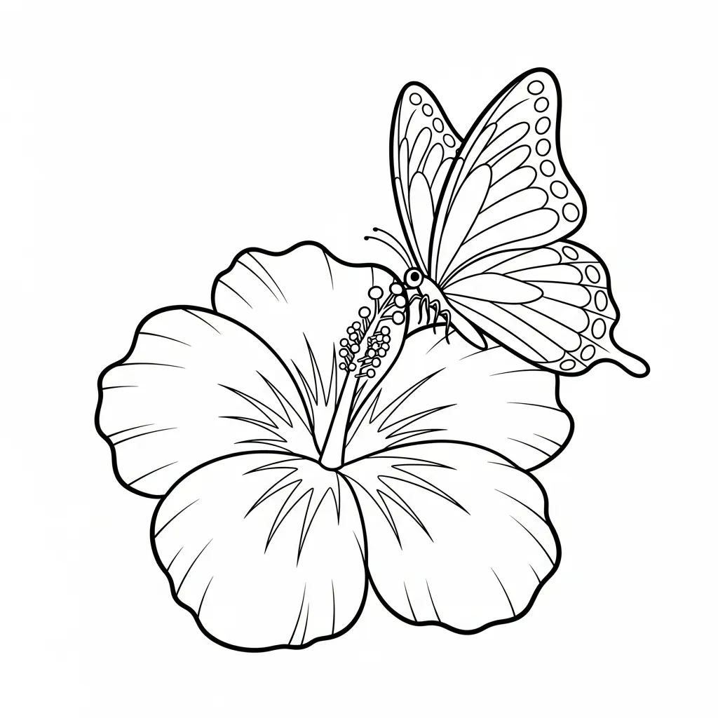 Hibisco 2 para colorear y recortar para imprimir