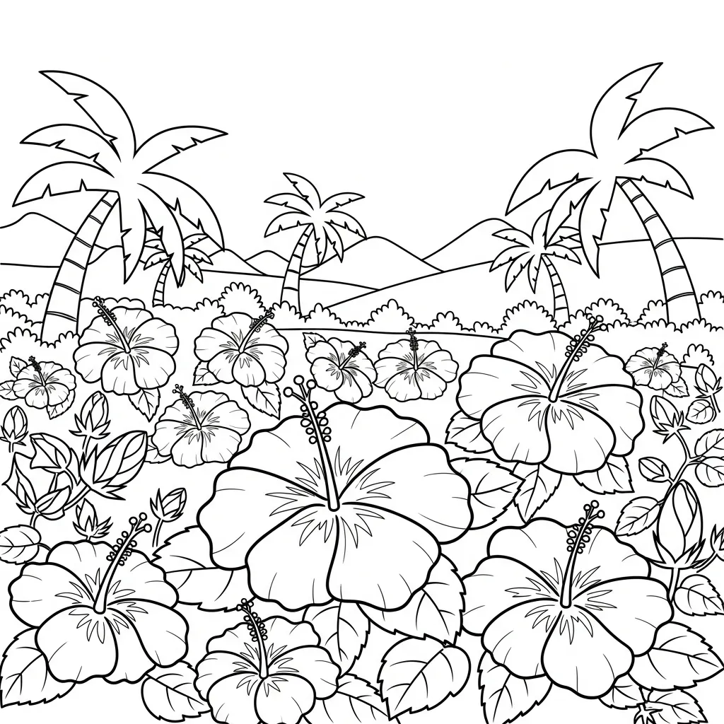 Hibisco 20 para colorear para imprimir para niño de 3 años