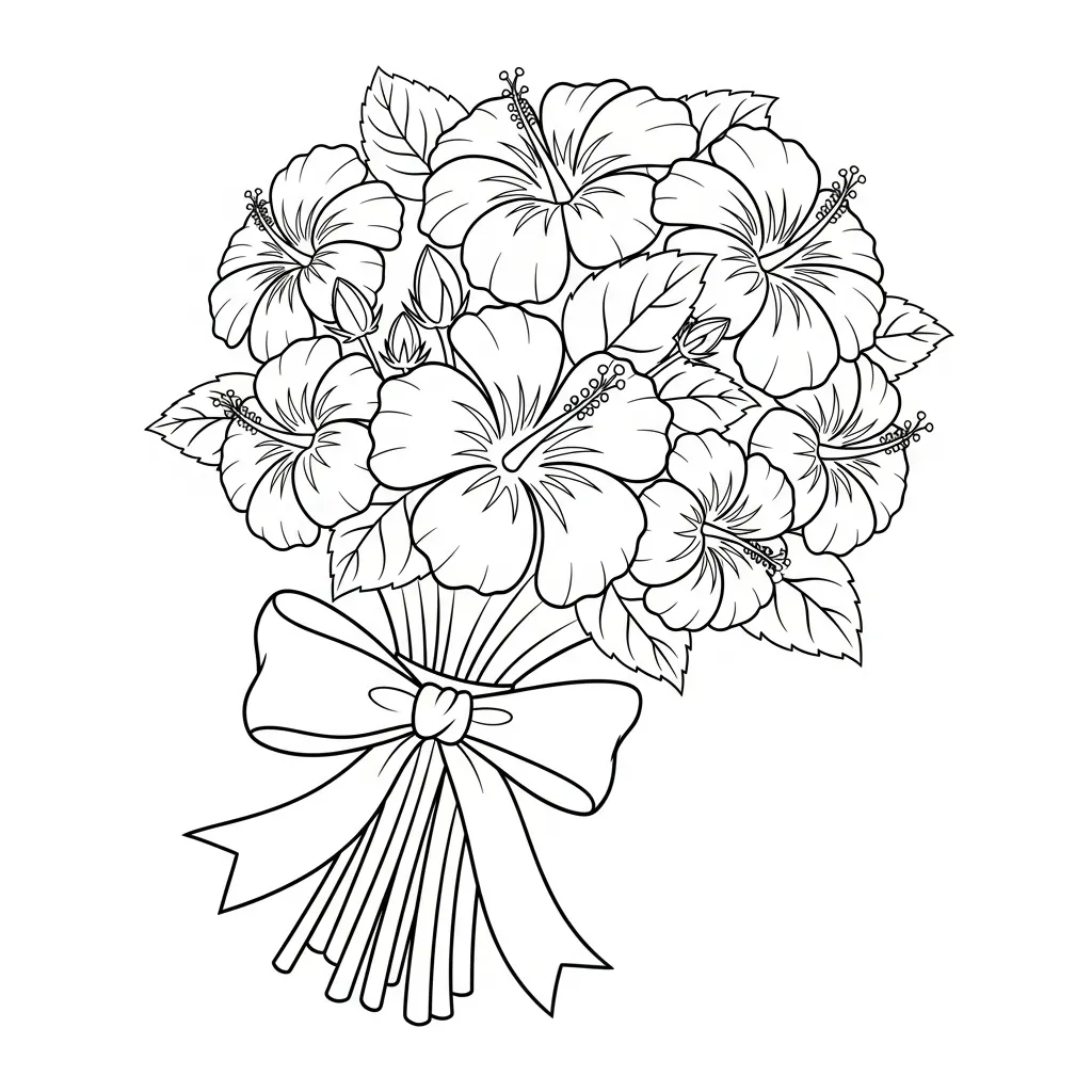 Hibisco 21 para colorear para niño de para imprimir