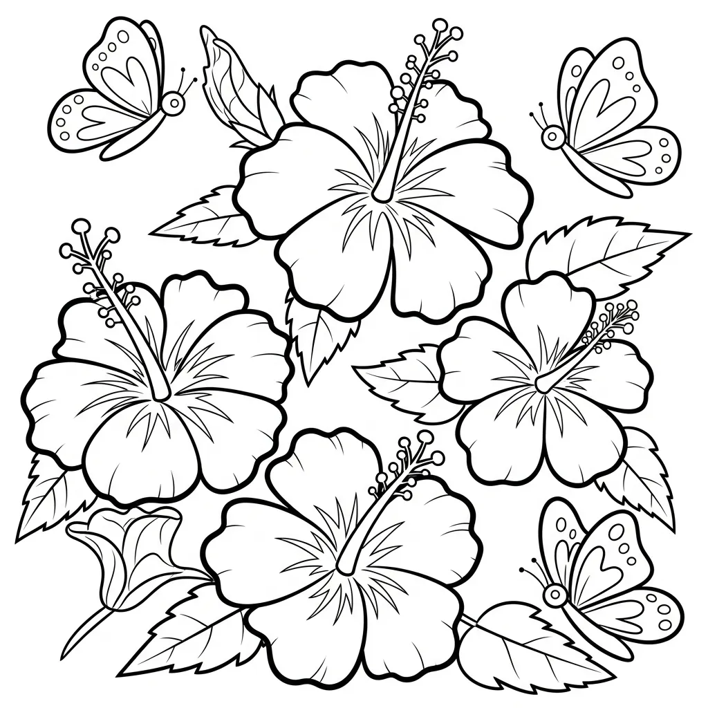 Hibisco 23 para colorear para imprimir pdf gratis
