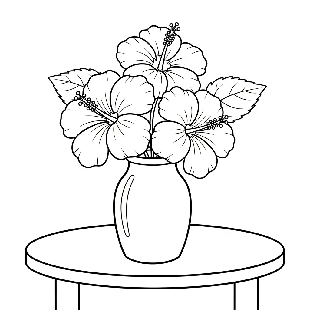 Hibisco 7 para colorear y dibujo para imprimir