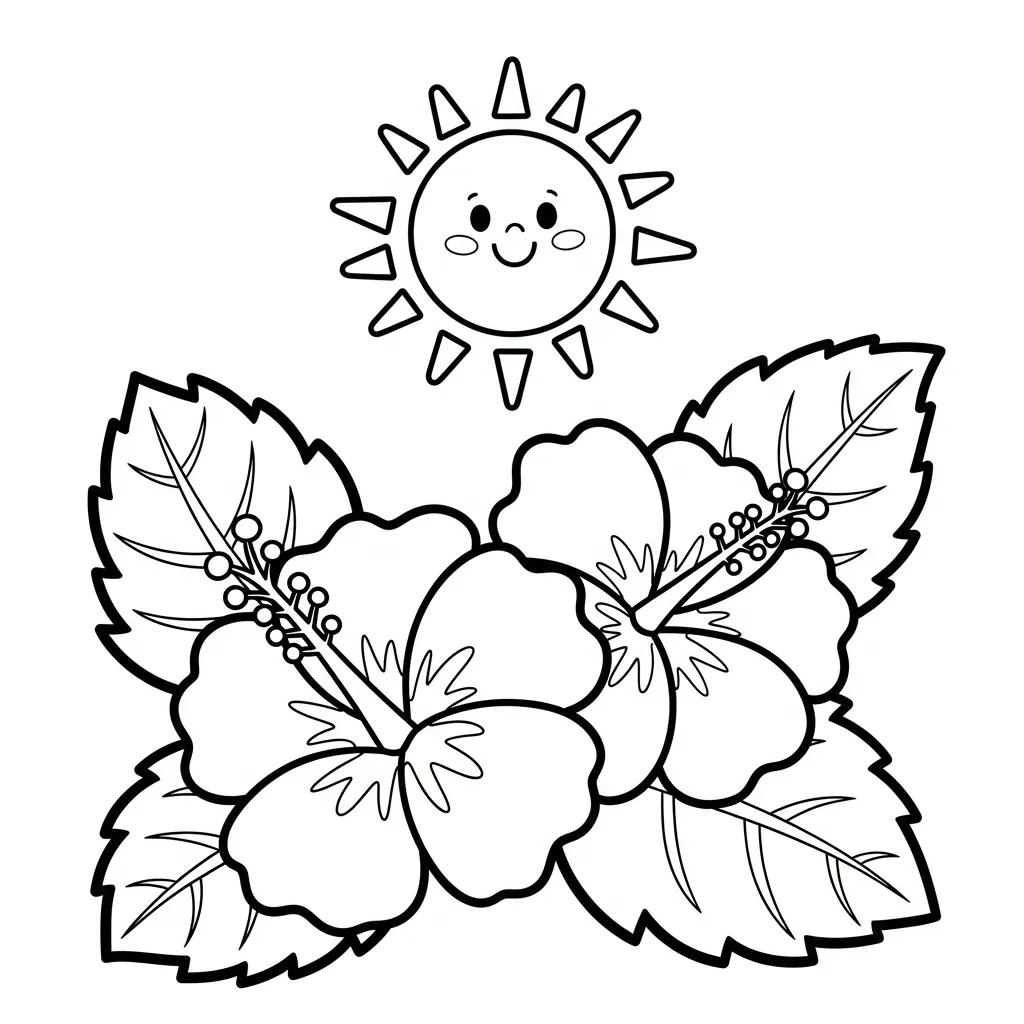 Hibisco 9 para colorear para imprimir gratis