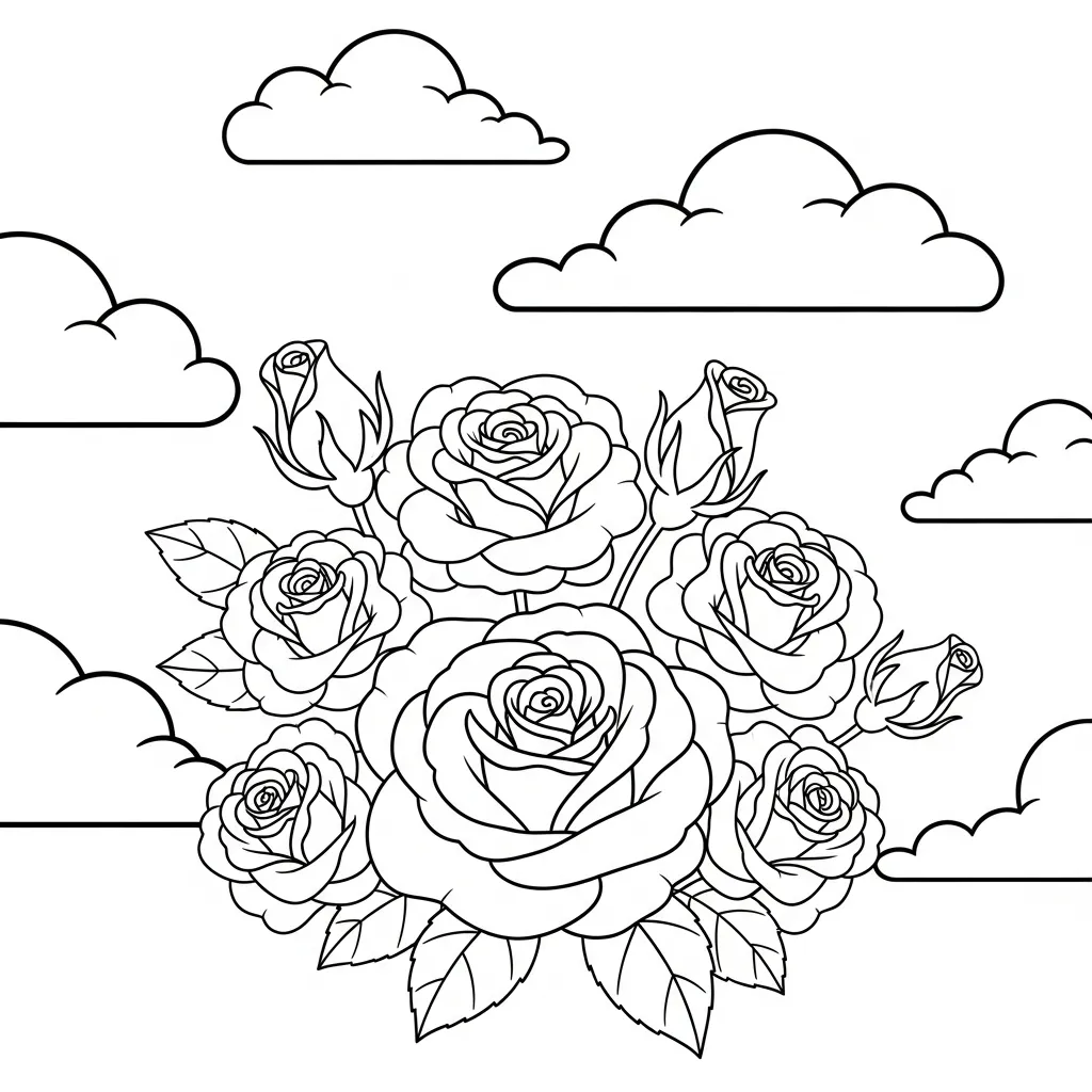 Rosas 3 para colorear para imprimir para niño de 3 años