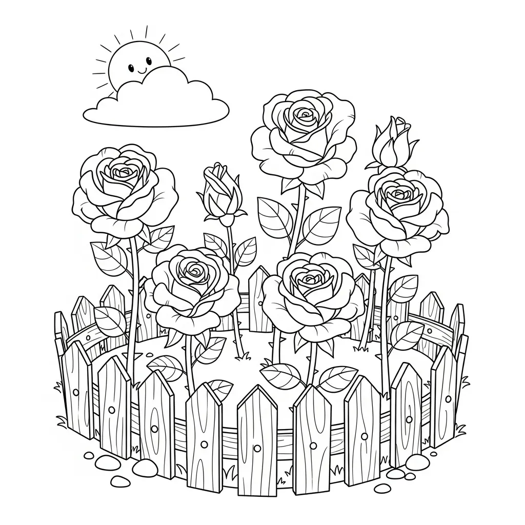 Rosas 6 para colorear para imprimir pdf gratis