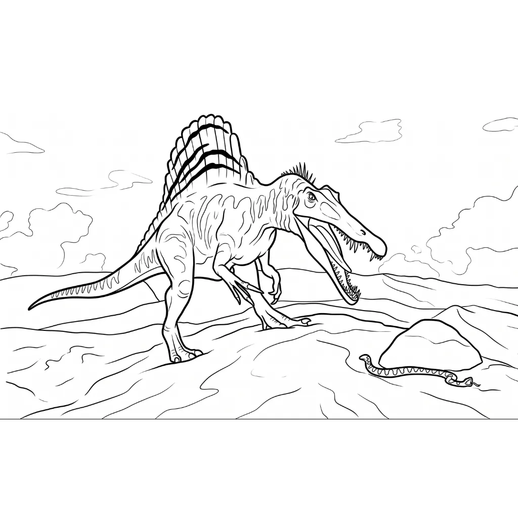 Spinosaurus 10 para colorear para bebé para imprimir