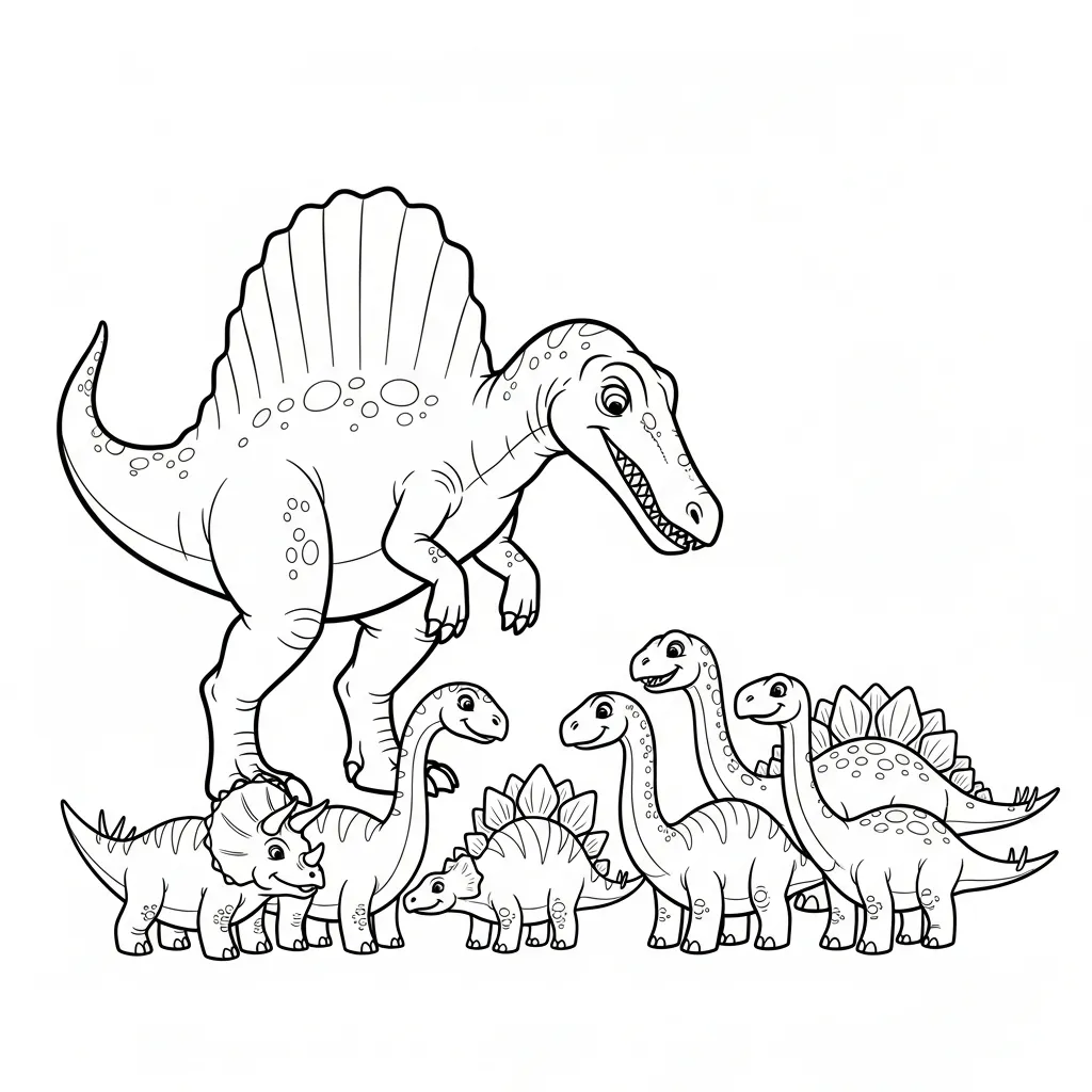 Spinosaurus 17 para colorear para bebé para imprimir