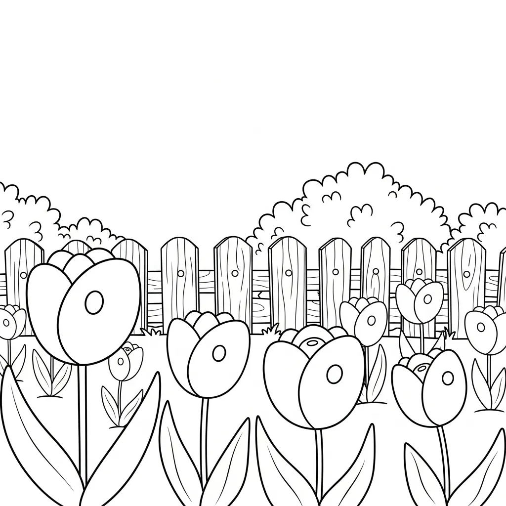 Tulipanes 1 para colorear para imprimir