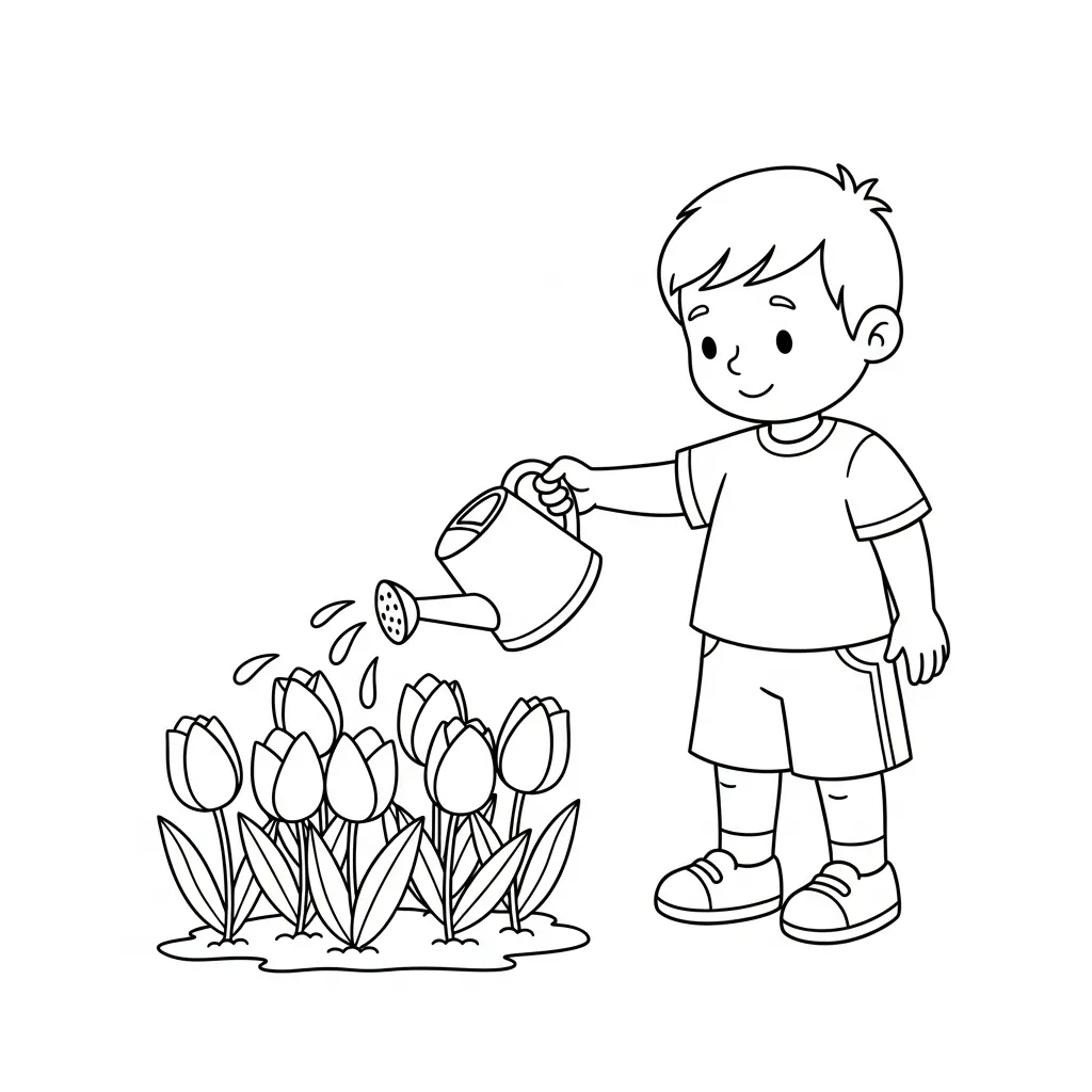 Tulipanes 10 para colorear para imprimir para niño de 10 años