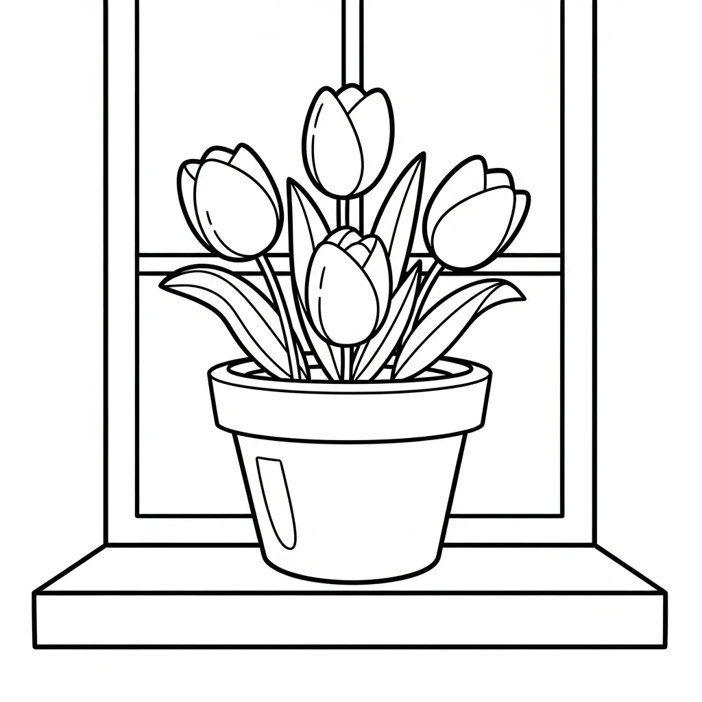 Tulipanes 11 para colorear para niños