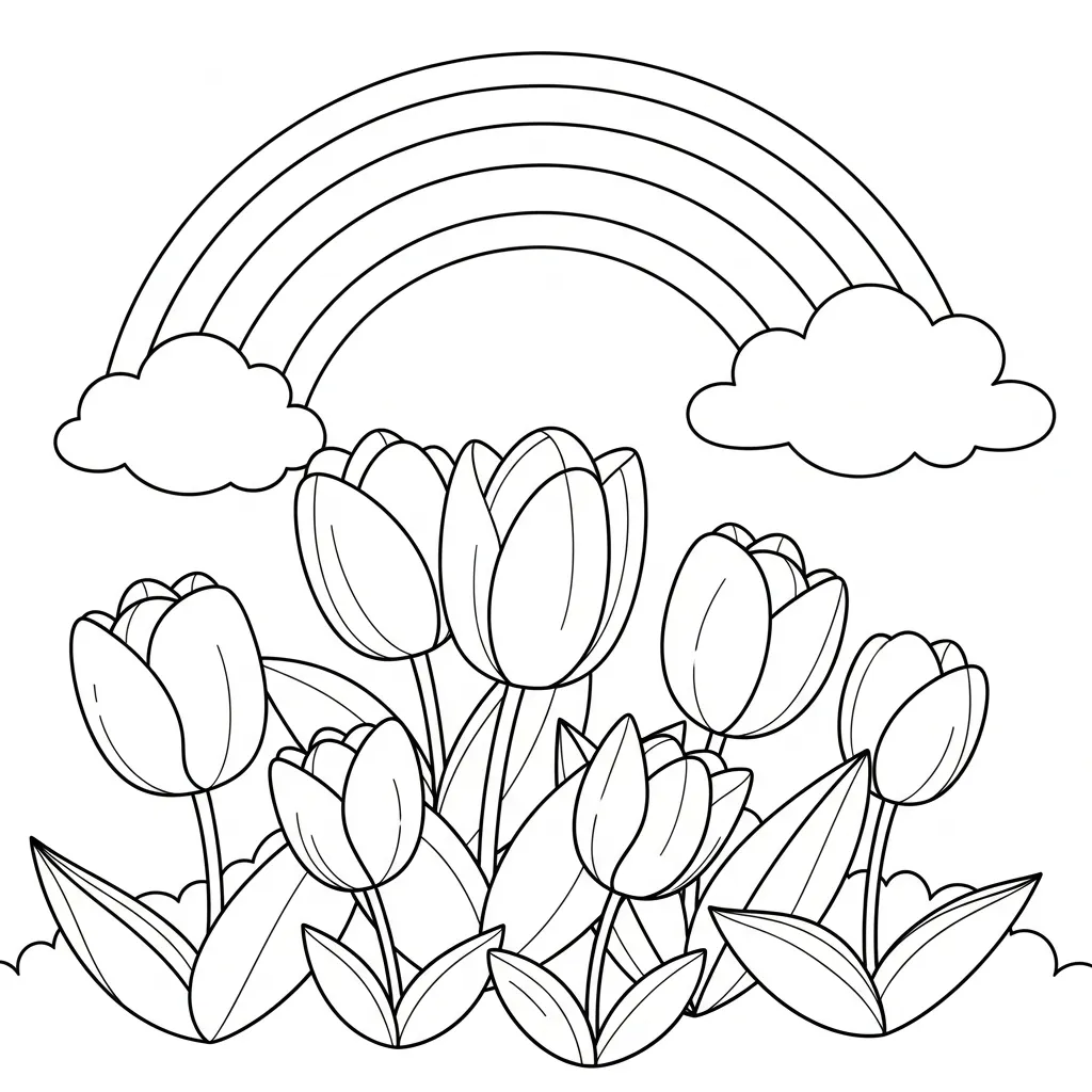 para imprimir Tulipanes 14 para colorear gratis