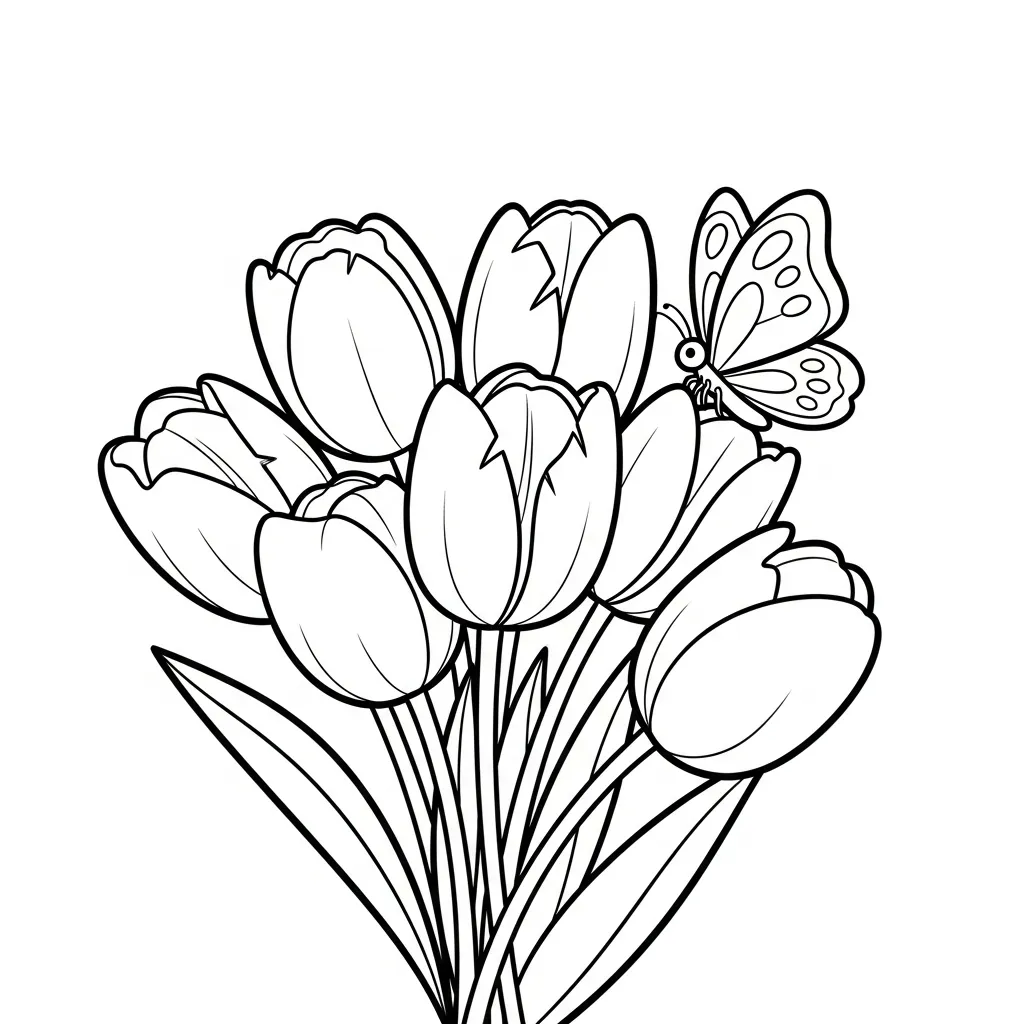 Tulipanes 15 para colorear para niño de 8 años