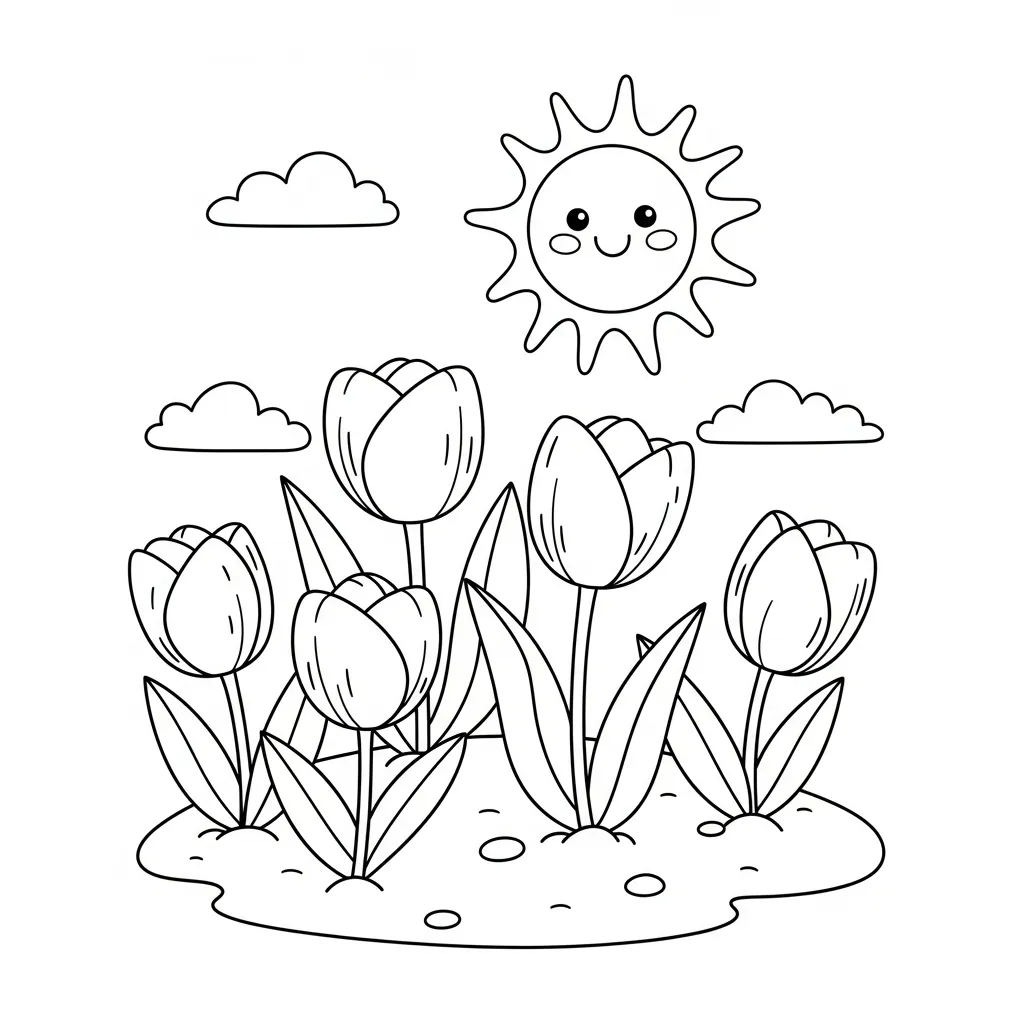 Tulipanes 16 para colorear para imprimir gratis