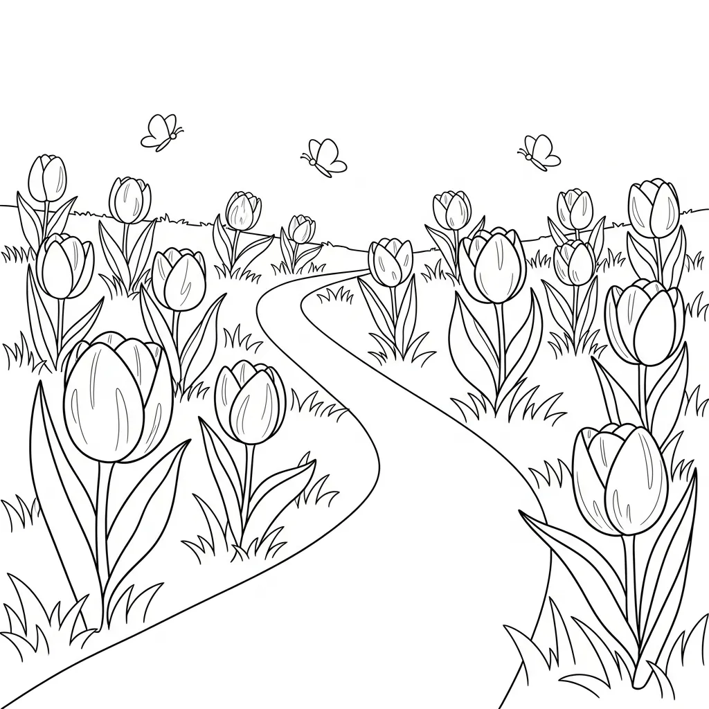 Tulipanes 18 para colorear para imprimir pdf