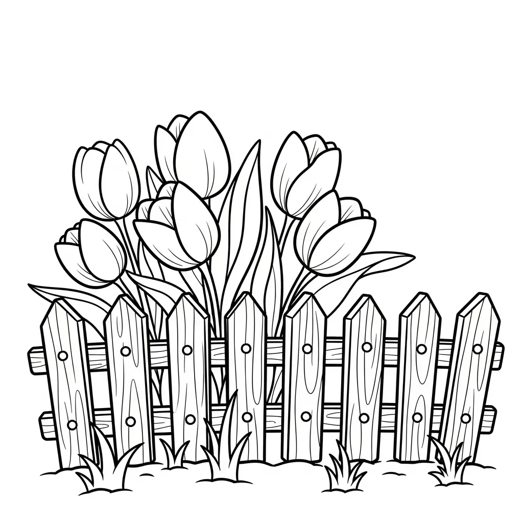 Tulipanes 2 de niño para colorear para imprimir