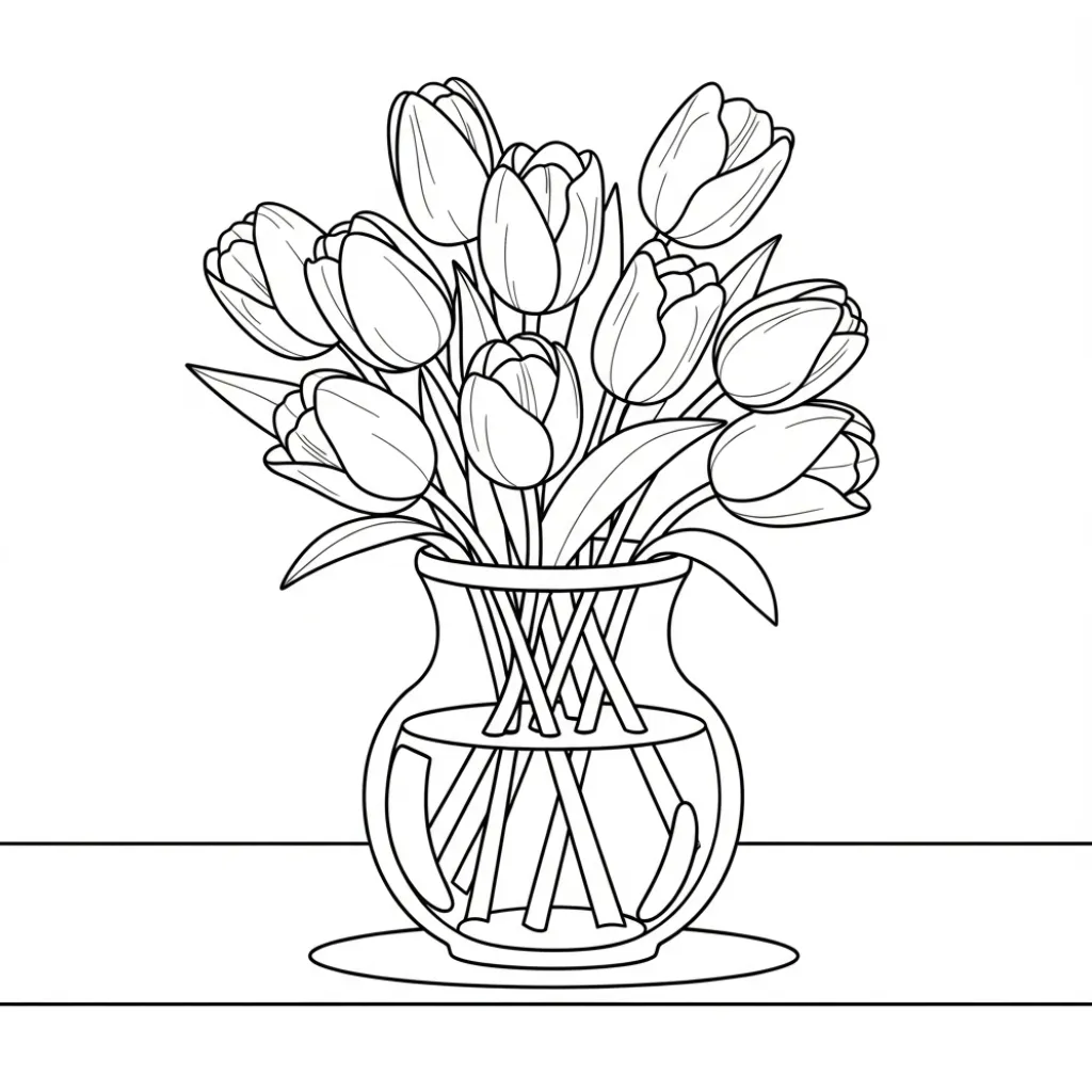 Tulipanes 3 para colorear para imprimir gratis