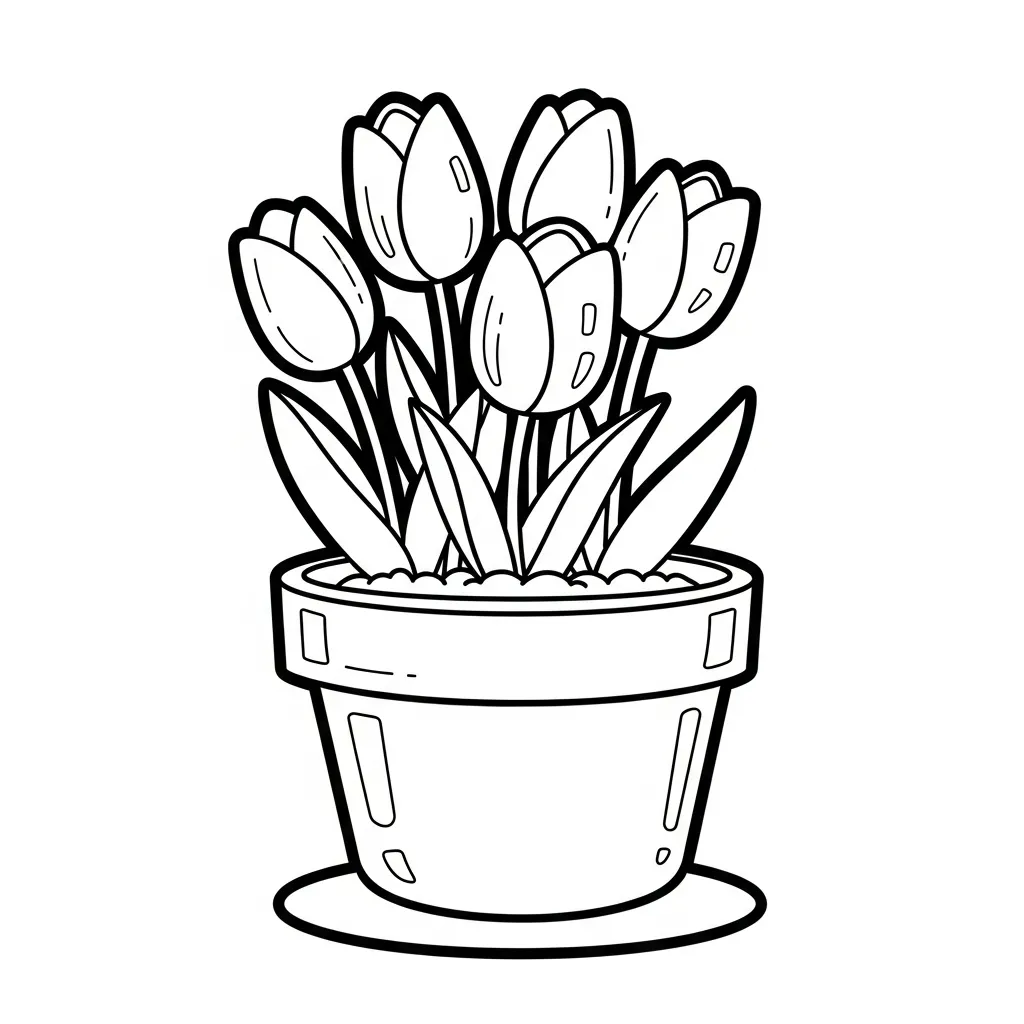 Tulipanes 4 para colorear en línea para niño