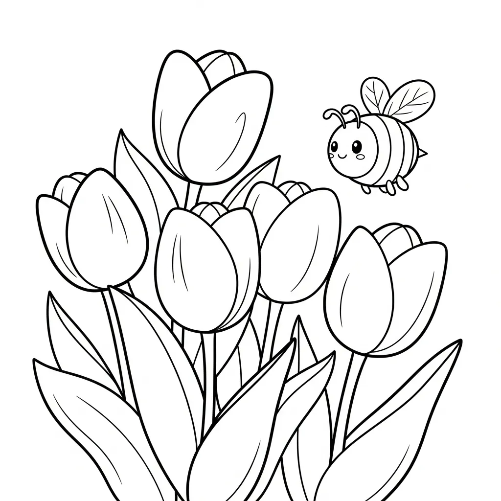 Tulipanes 8 para colorear para imprimir gratis