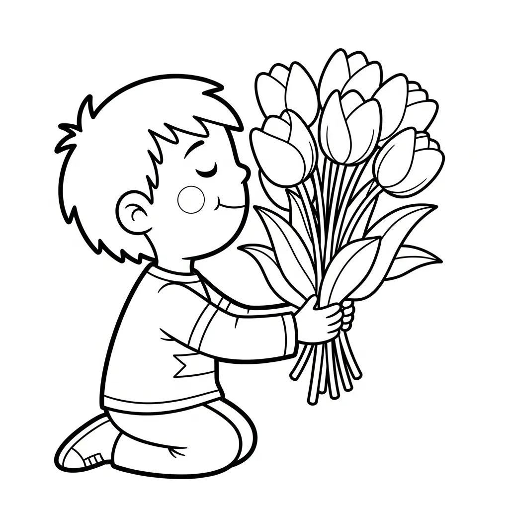 imagen de Tulipanes 9 para colorear para niño