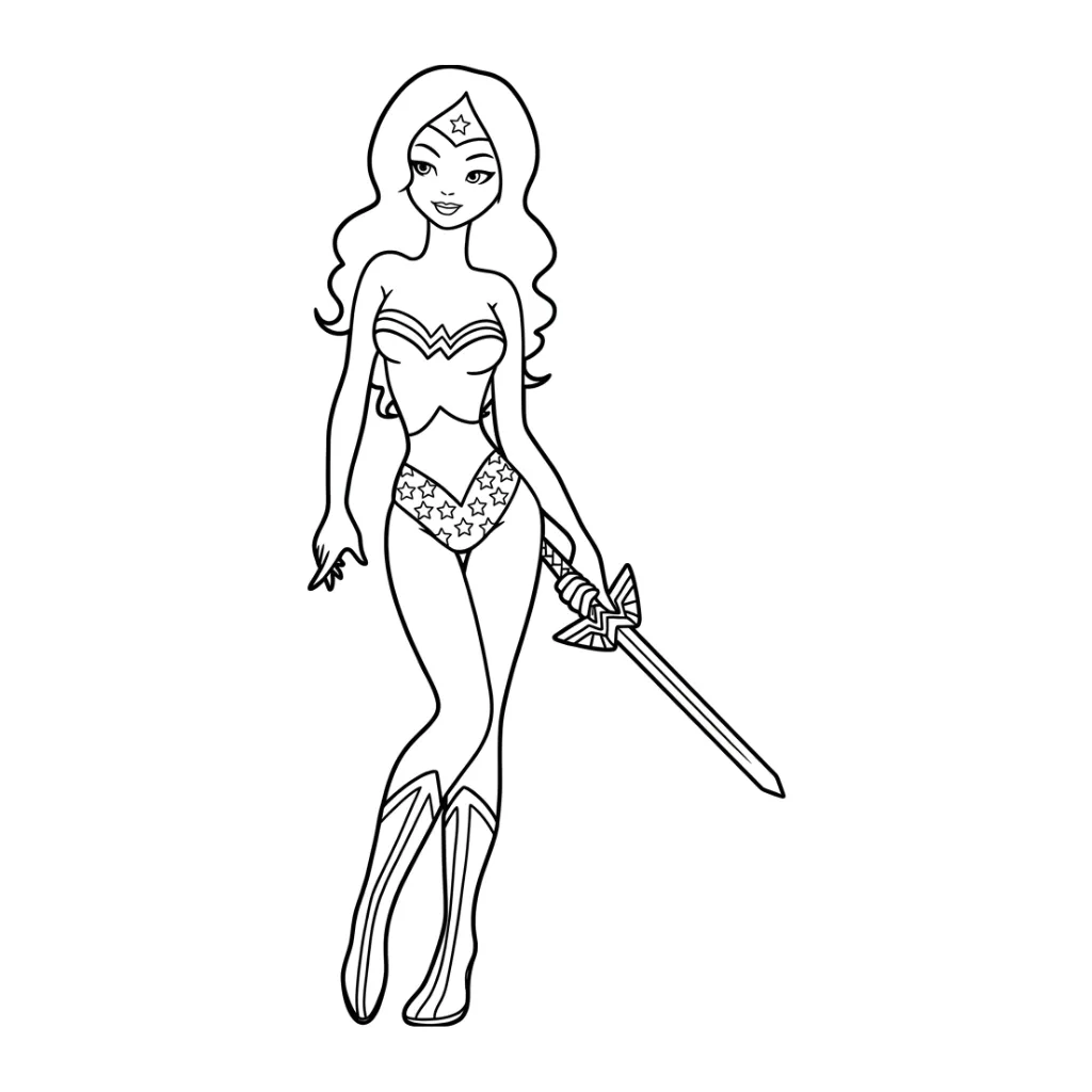 Wonder Woman 10 Malvorlagen für Kinder zum Herunterladen