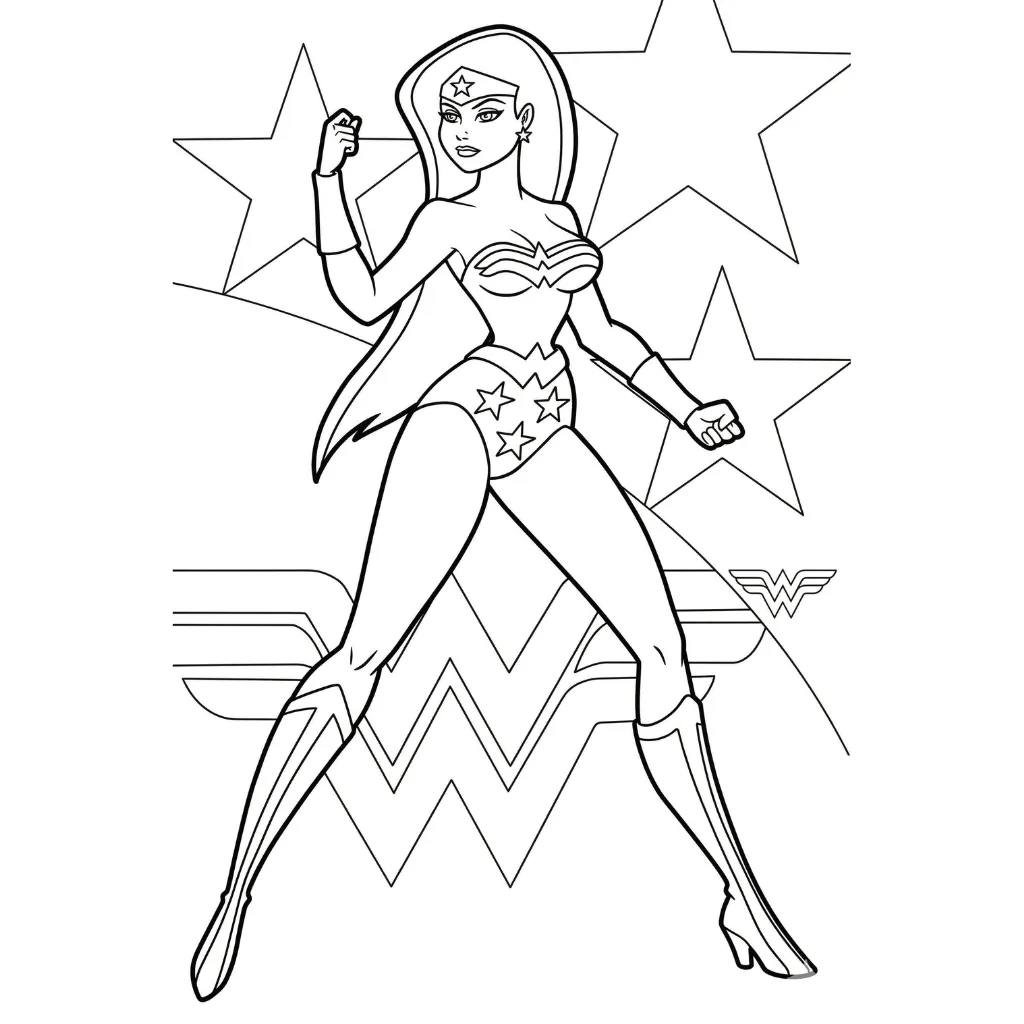 Wonder Woman 8 ausdruckbare Malvorlagen für einen 4-jährigen Jungen