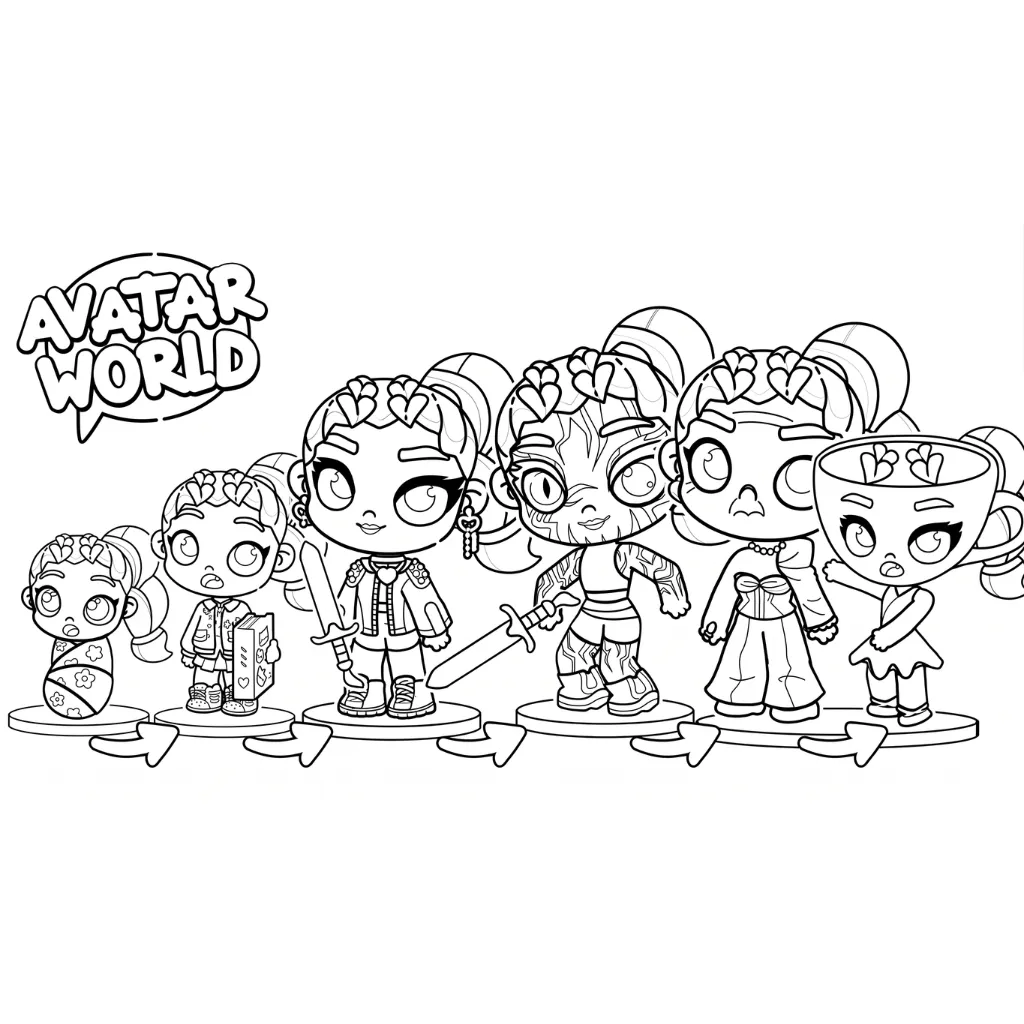 Avatar World 21 para colorear para bebé para imprimir