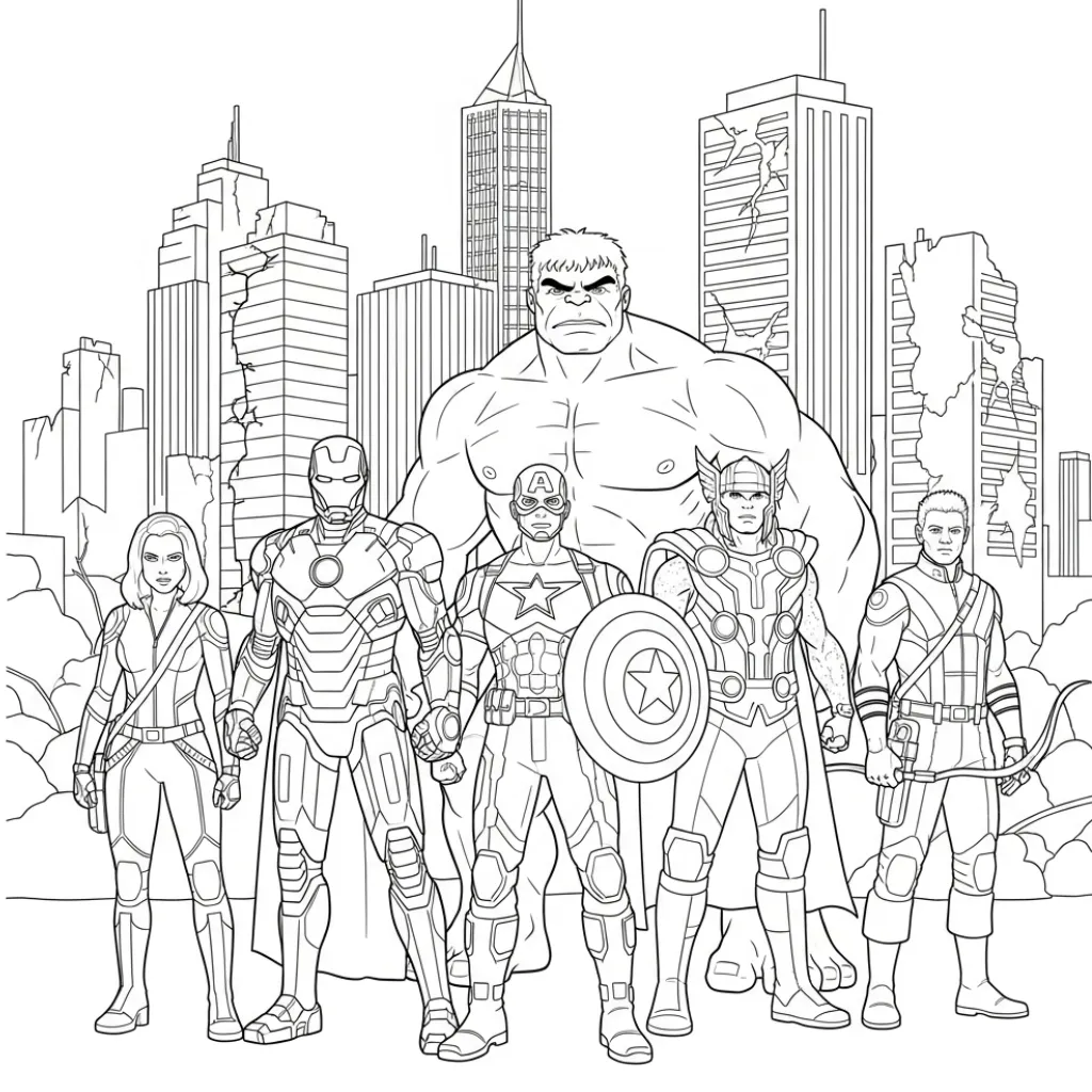 imprimir Avengers 1 para colorear