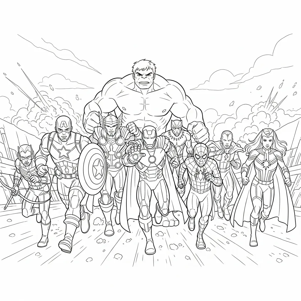 Avengers 12 para colorear en línea para niño
