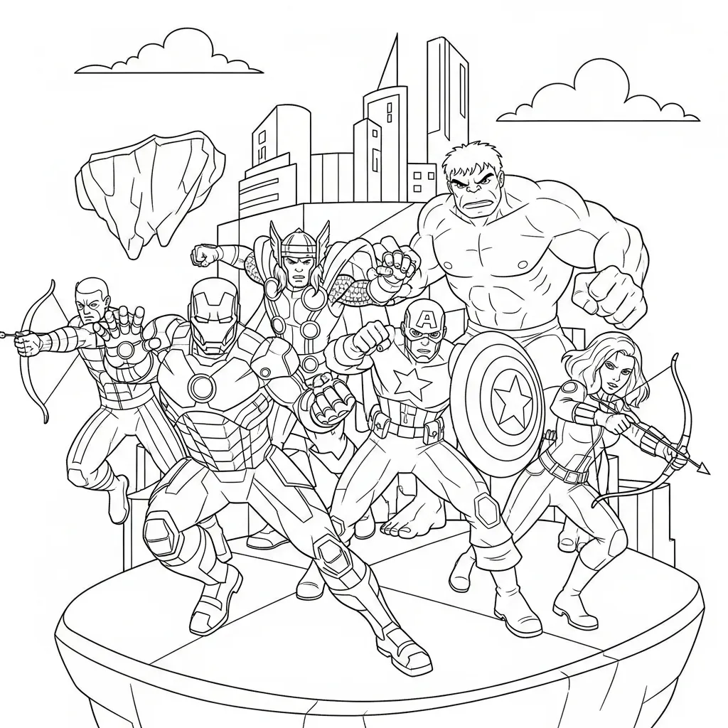 Avengers 13 de niño para colorear para imprimir