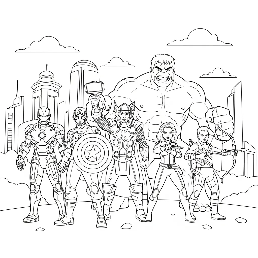 Avengers 15 para colorear gratis para imprimir