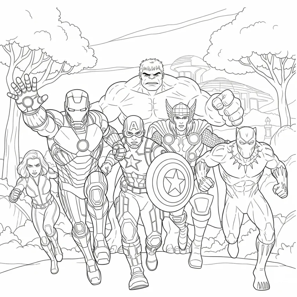 Avengers 16 para colorear para niños para imprimir