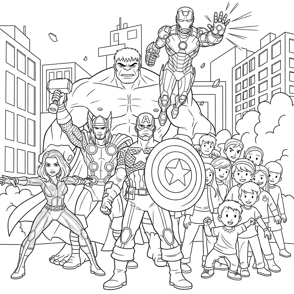 Avengers 20 para colorear en línea para niño