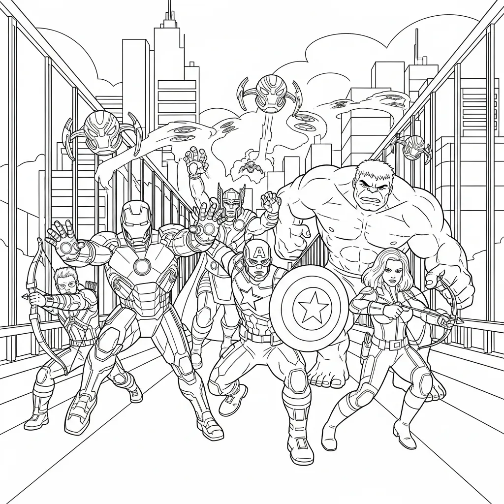 Avengers 4 para colorear gratis en línea