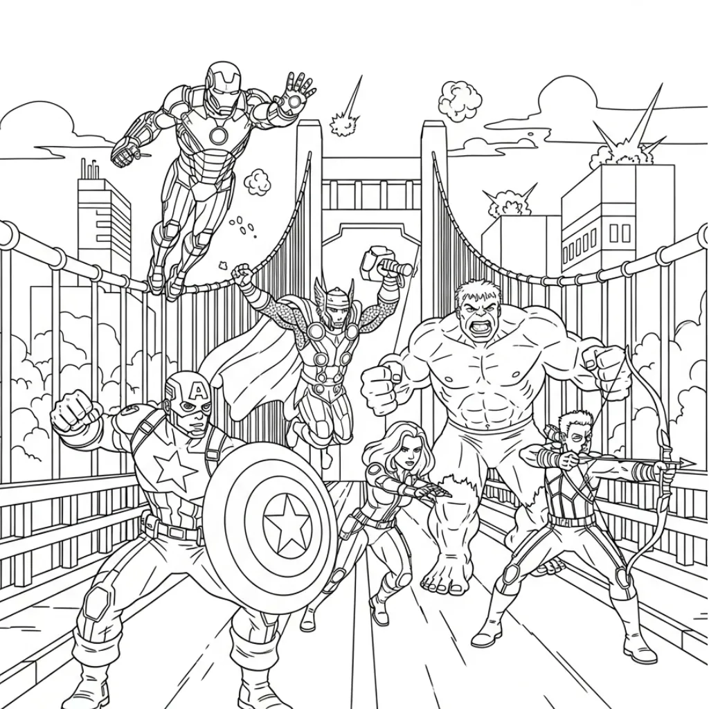Avengers 5 para colorear para imprimir para niño de 8 años